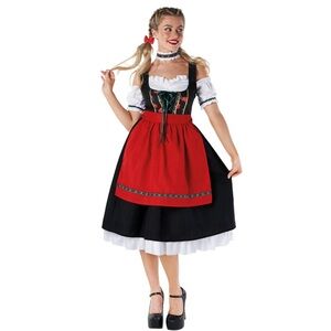 Women's Red and Black Dirndl Dress